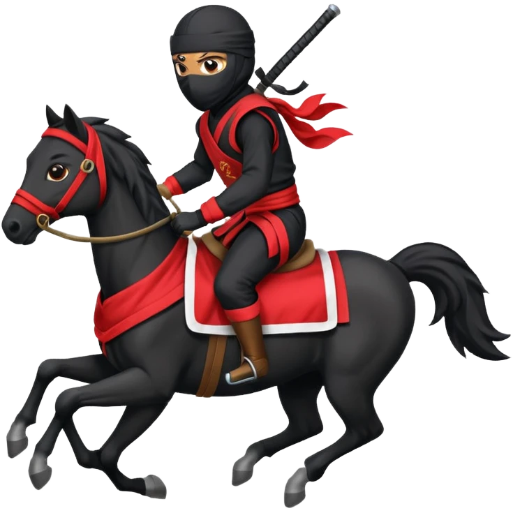 ninja riding horse wearing racing cloth black emoji