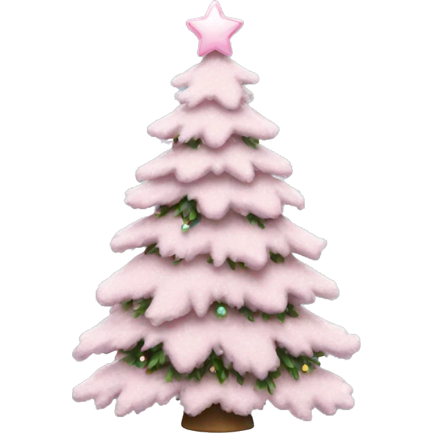 Snowy Christmas tree with light pink bows as decoration emoji