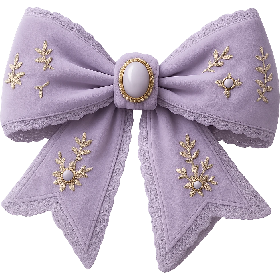 Make the gothic bow and accessories pastel purple, keep lace and velvet details, photorealistic style, keep background transparent. emoji