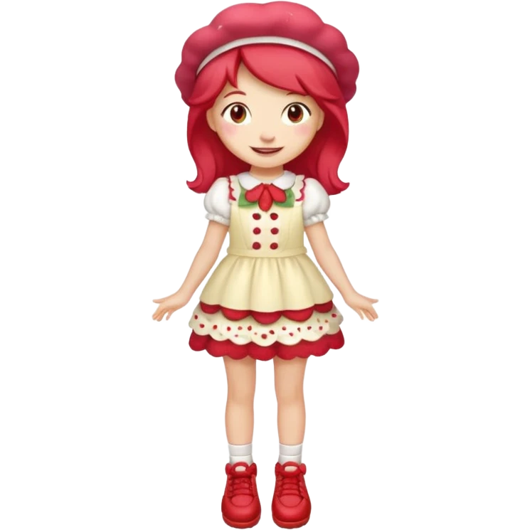 pretty and cute modern day strawberry shortcake full body with red shoes emoji emoji