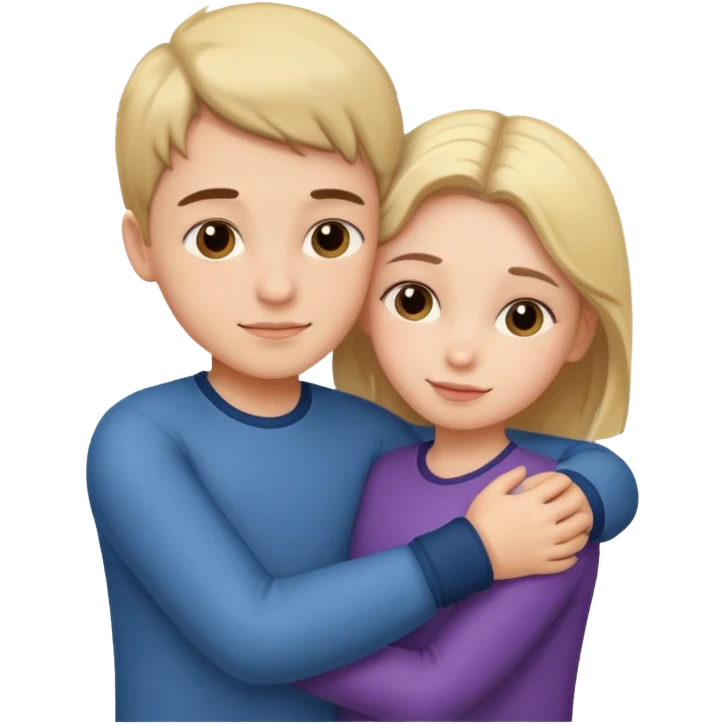 Un garçon et une fille en position calin emoji