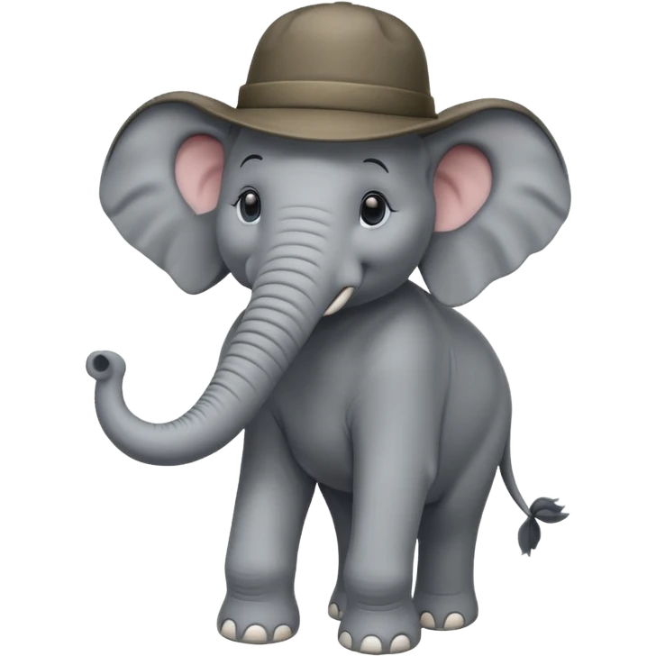 full body of elephant which is wearing hat emoji