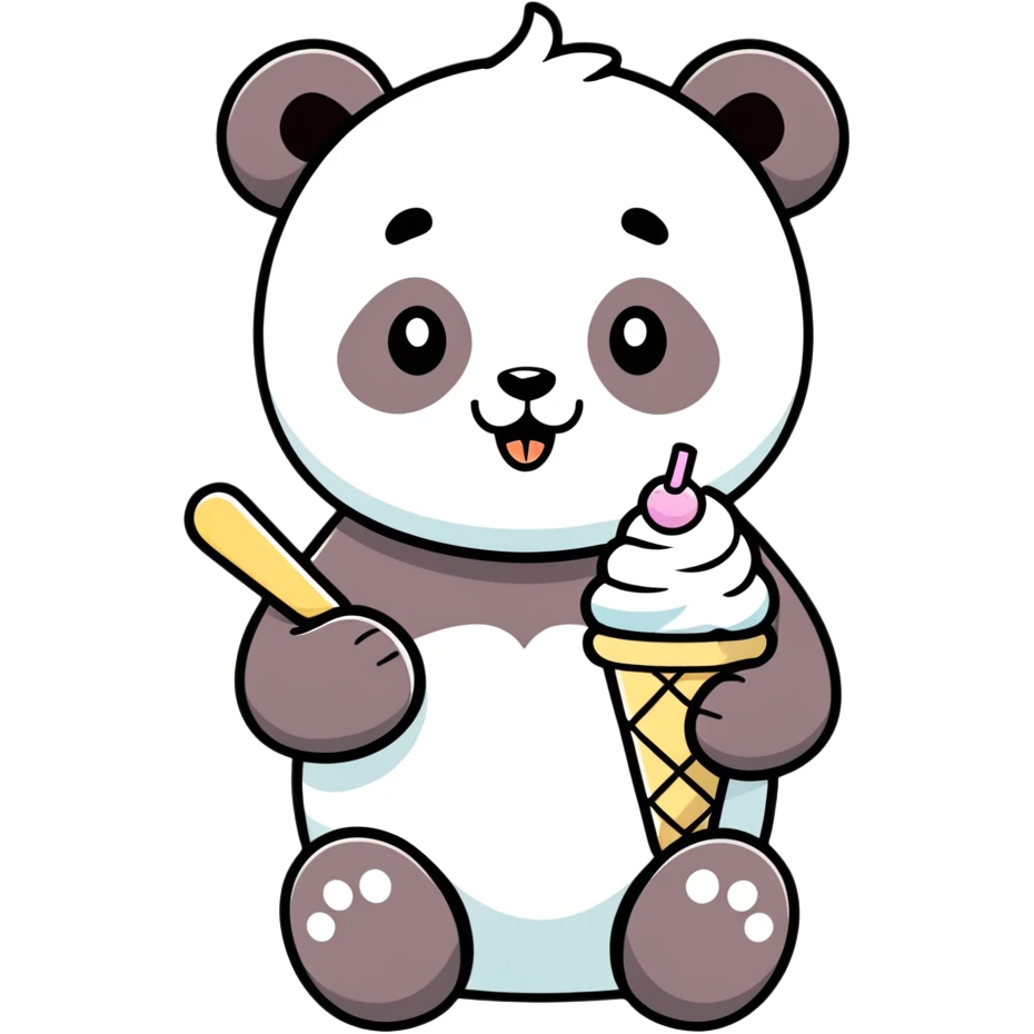 Panda eating ice cream emoji