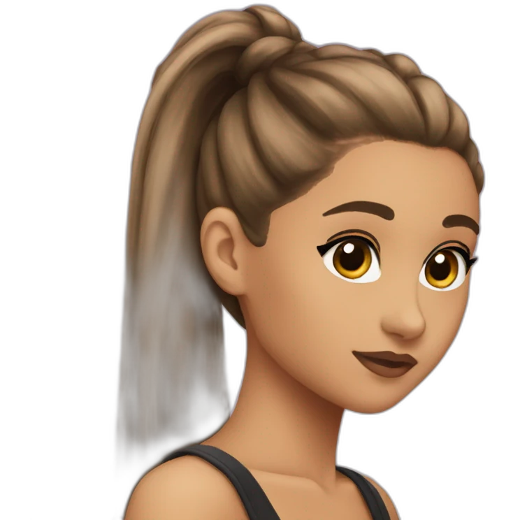 ariana grande with a ponytail emoji