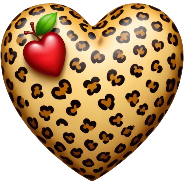 leopard print heart with cherry emoji