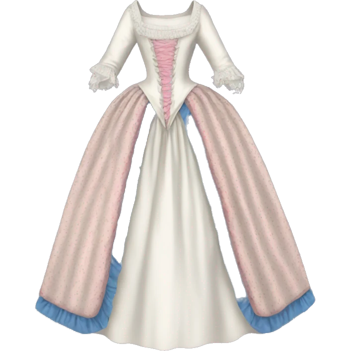 18th century gown with pink white and blue emoji