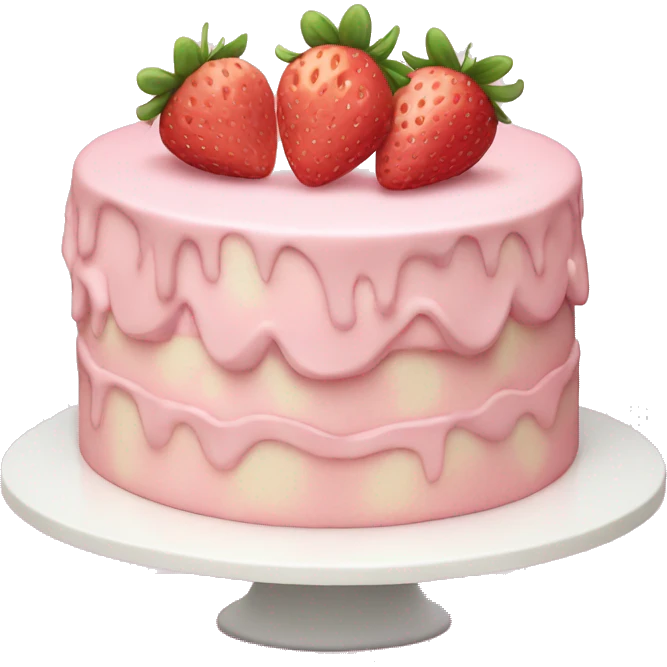 Light Pink strawberries and cream birthday cake  emoji