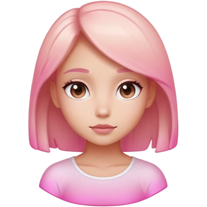 Cute minimalist female character with pink gradient glass effect, transparent background emoji