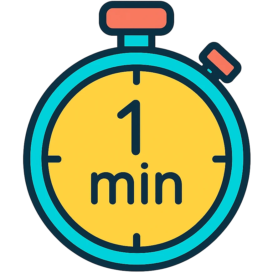 stopwatch with a 1 min symbol in the center, modern and simple, for icon use emoji