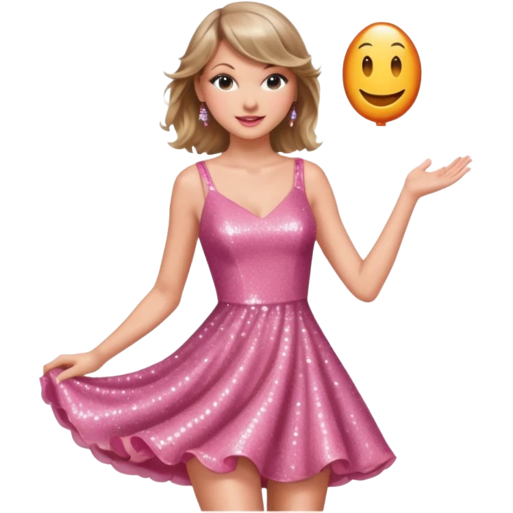 Taylor Swift smile in a sparkling pink dress emoji
