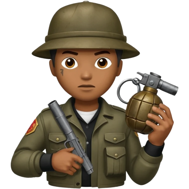 True brown style Filipino gangster while holding grenade  emoji