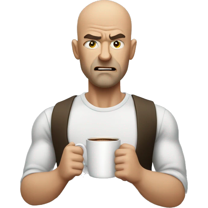 Bald angry man drinking coffee emoji