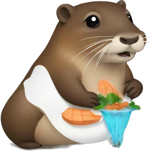 Nutria con pescado emoji