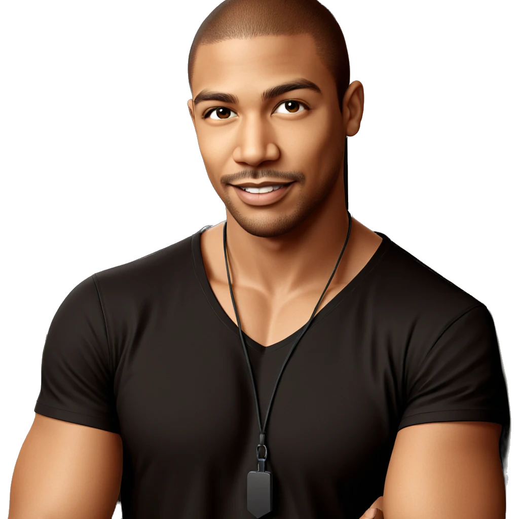 smiling man in black shirt emoji