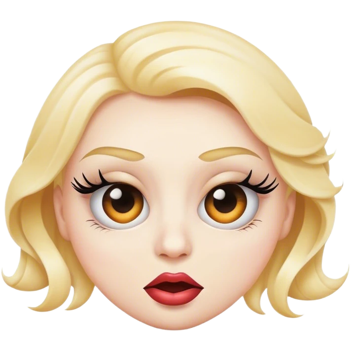 rolling eye emoji with curled lashes and biting lips in a cool way emoji