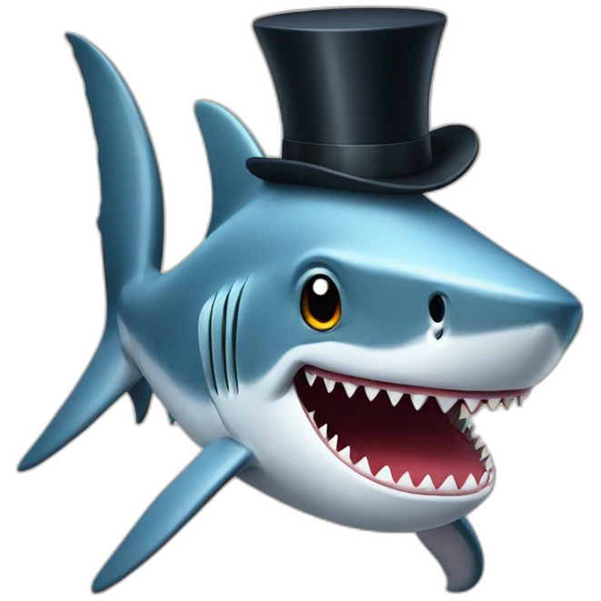 Shark with a top hat emoji