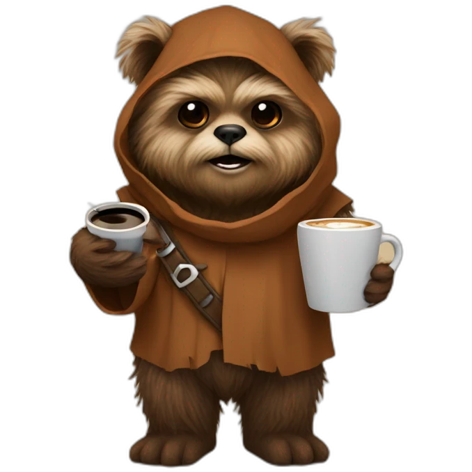 ewok with coffee in hand emoji
