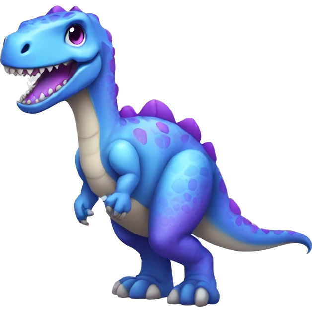 Female full body blue and purple cute dinosaur emoji