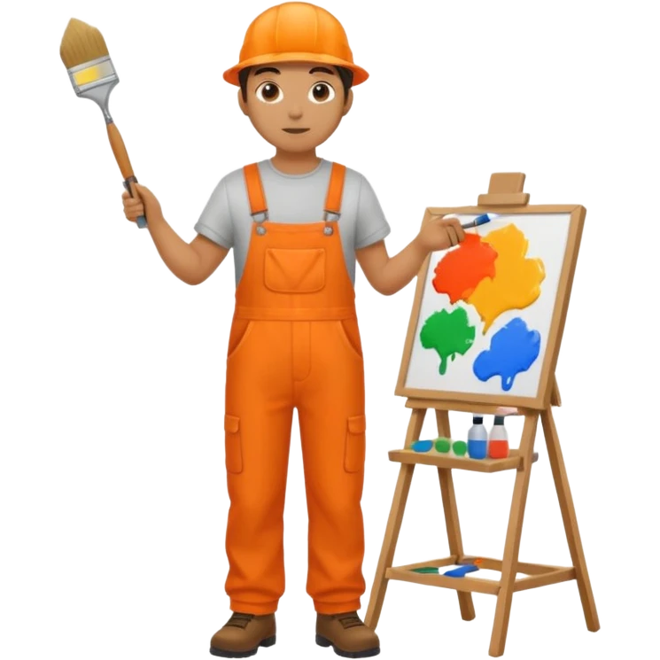 painter in orange overalls standing full body facing away emoji