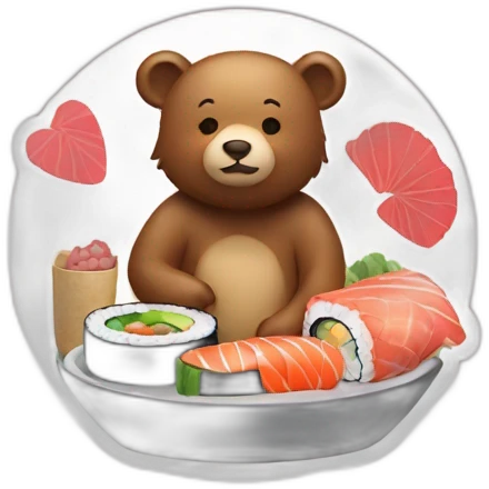 Bear with a kiss and sushi  emoji