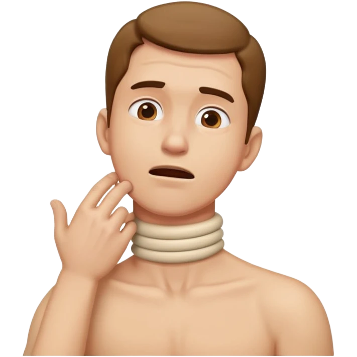 Man choking with hands on neck emoji