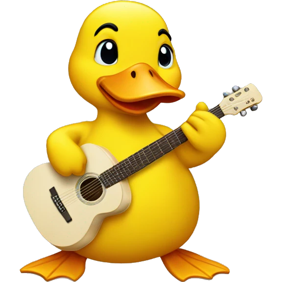 a guitar-playing yellow duck emoji