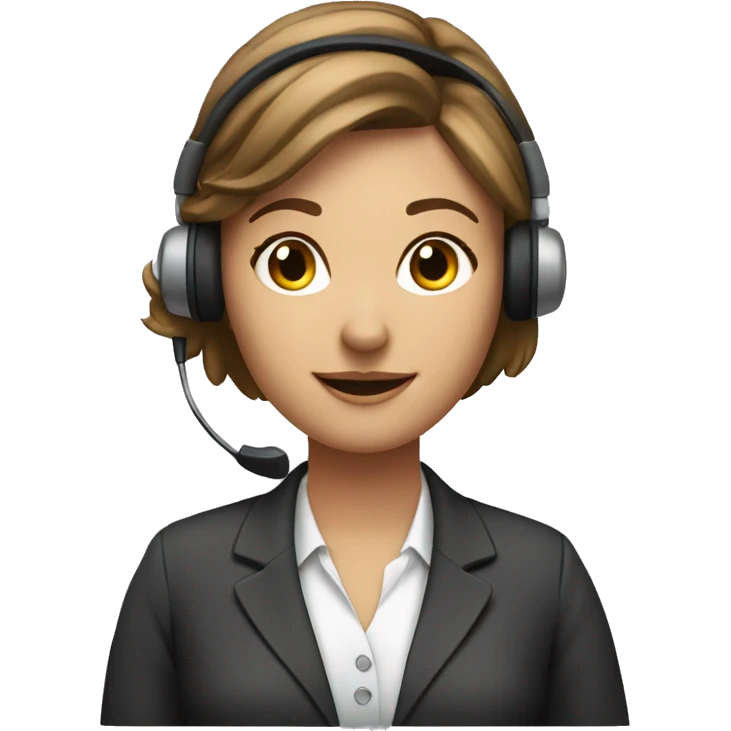 A female front desk assistant with a headset on for taking calls emoji