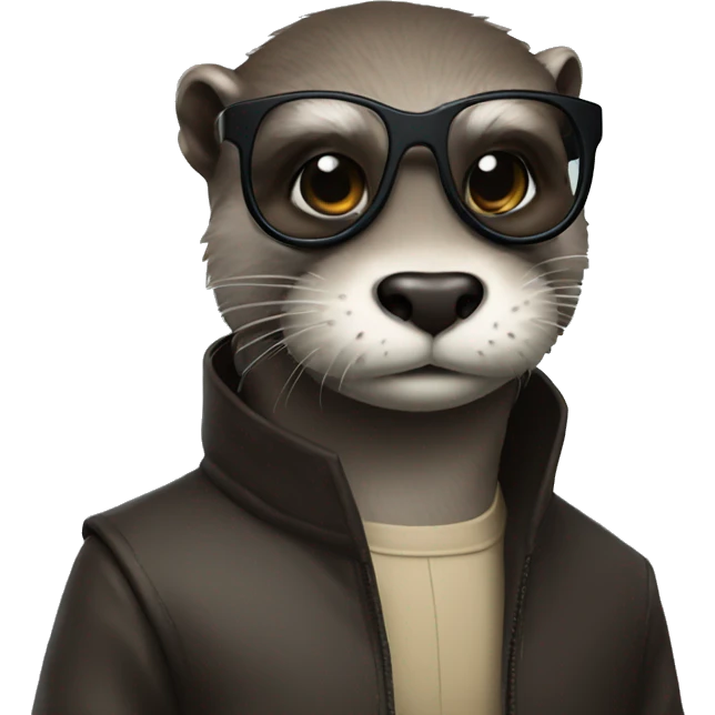 Otter wearing neo from matrix outfit and glasses emoji