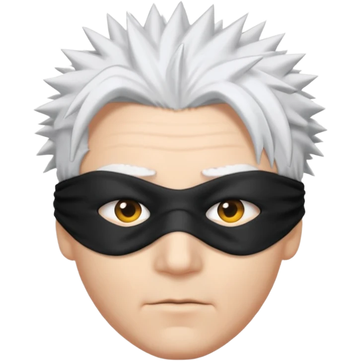 A person with white hair which is standing upward and blindfolded emoji