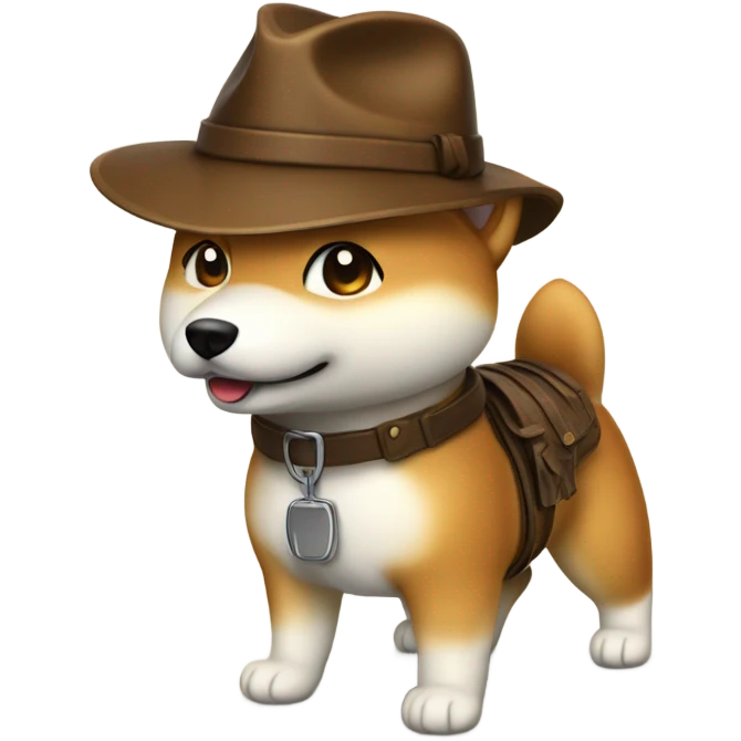 Shiba Inu dressed as Indiana Jones emoji