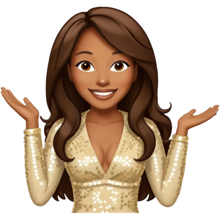 Yolanda Adams with long dark brown hair, cream sequin outfit  emoji