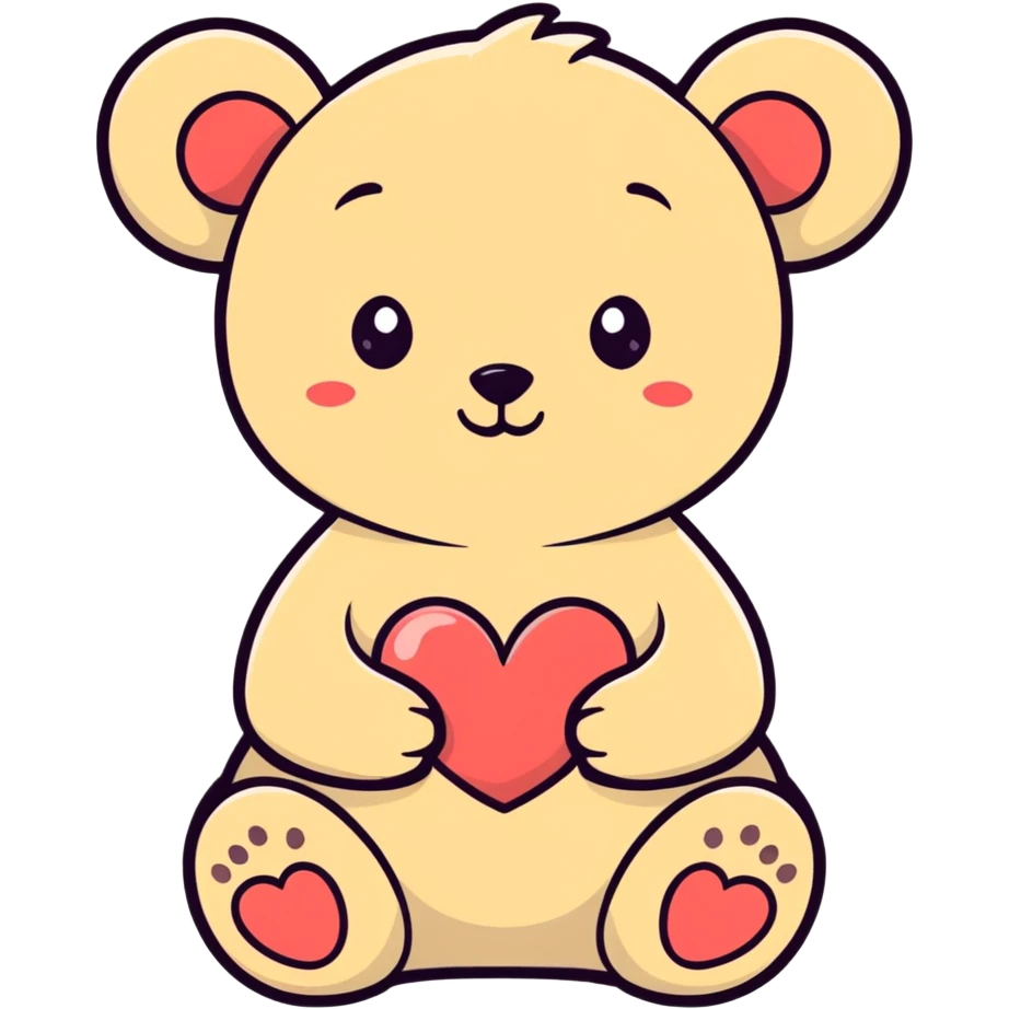 A baby bear holding a heart  emoji