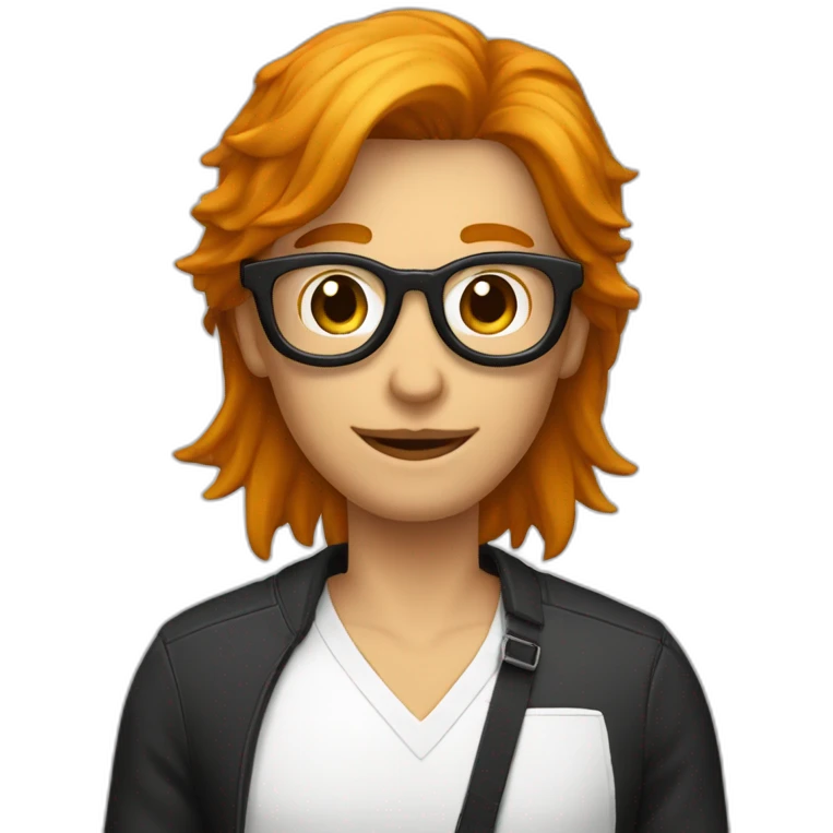 Coupe homme blanc cheveux noir qui porte des lunette avec une femme rousse emoji