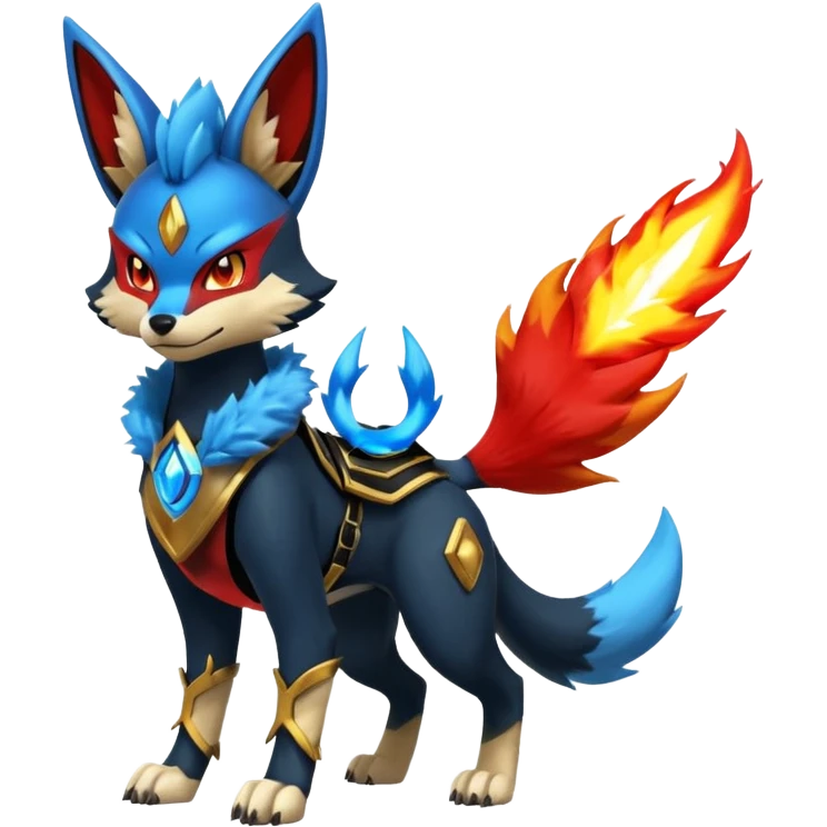 Edgy futuristic Delphox-Zeraora-Lucario-fusion emoji