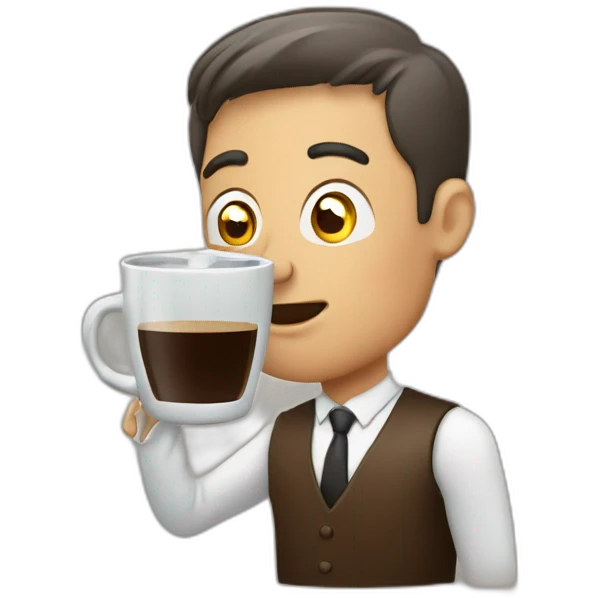 Man drinking directly to the coffee maker emoji