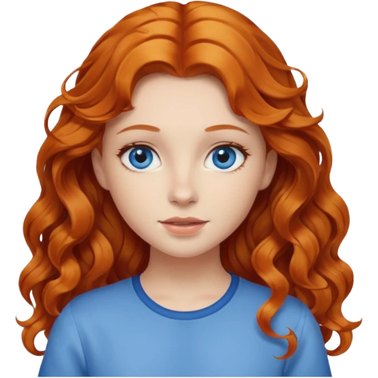girl with wavy ginger hair and blue eyes emoji