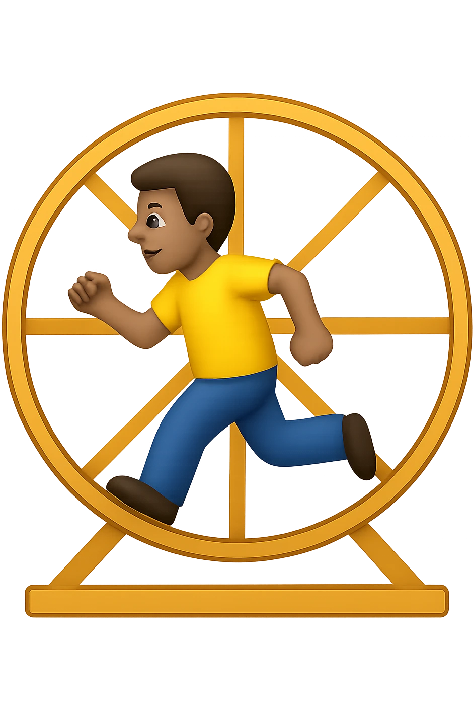 Uomo che corre dentro la ruota del criceto emoji style iphone  emoji