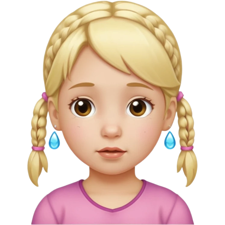 ["Little girl with blonde pigtails, two large teardrops on her cheeks."] emoji