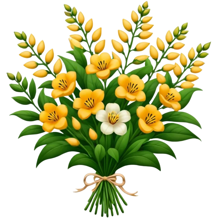 big bouquet Balsamina flower stem, leaf emoji