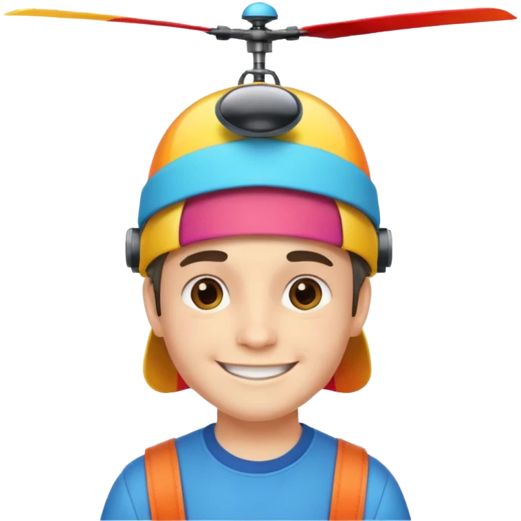 Boy wear colorful Spinning Helicopter hat emoji