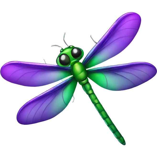 Dragonfly shiny green and purple emoji