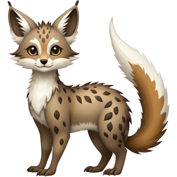 Feral Rare Fantasy Vernid-Trico-species by LiLaiRa, random markings, tufted tail, tufted ears, full body emoji