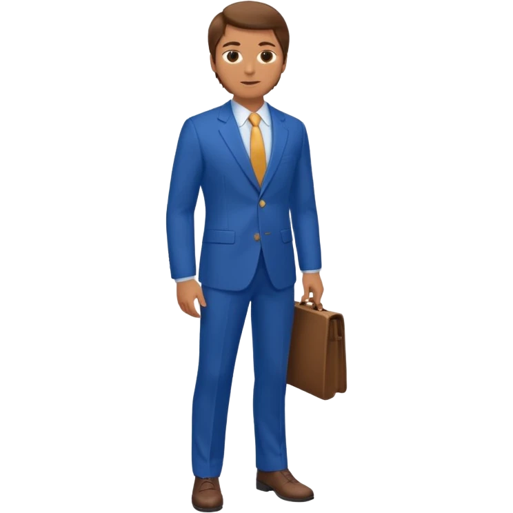 white man with brown hair in blue suit whole body emoji