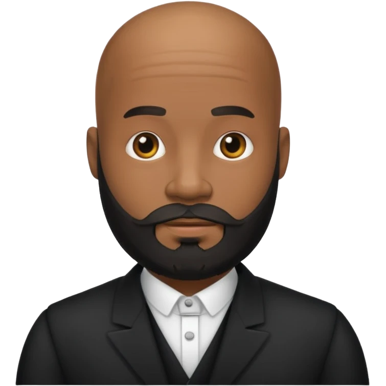 A black gigolo with a full beard and bald head emoji