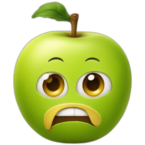 Une pomme avec des yeux qui mangent une banane emoji