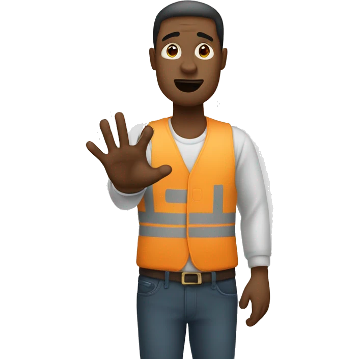 man gesturing stop with hand emoji