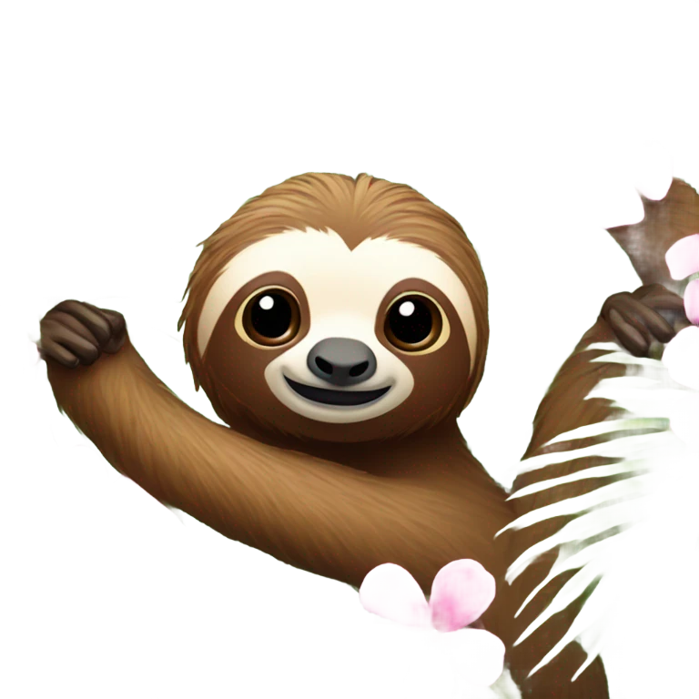 Palm tree with pink flower and sloths  emoji