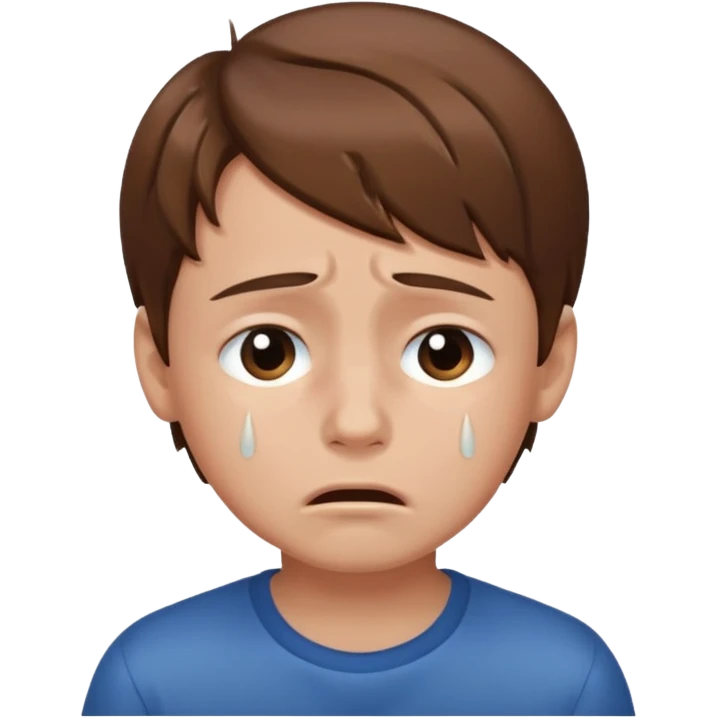 young boy with brown hair crying  emoji