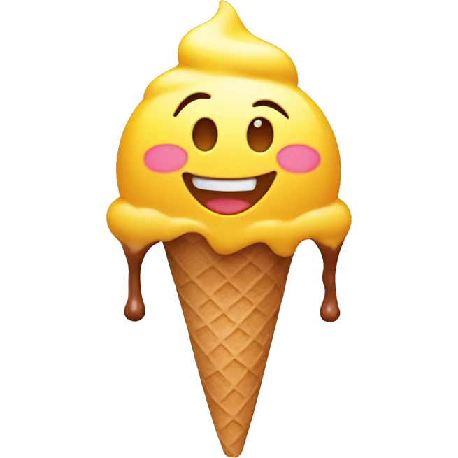 Happy yellow emoji face with icecream emoji