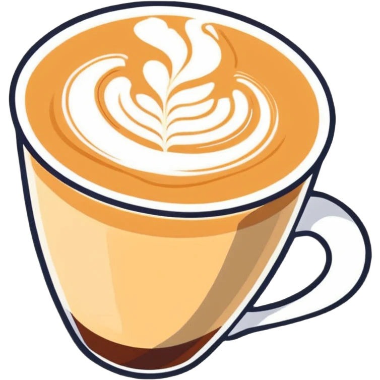 expensive artisanal latte in a cafe from upward view perspective, latte art, fancy coffee drink emoji